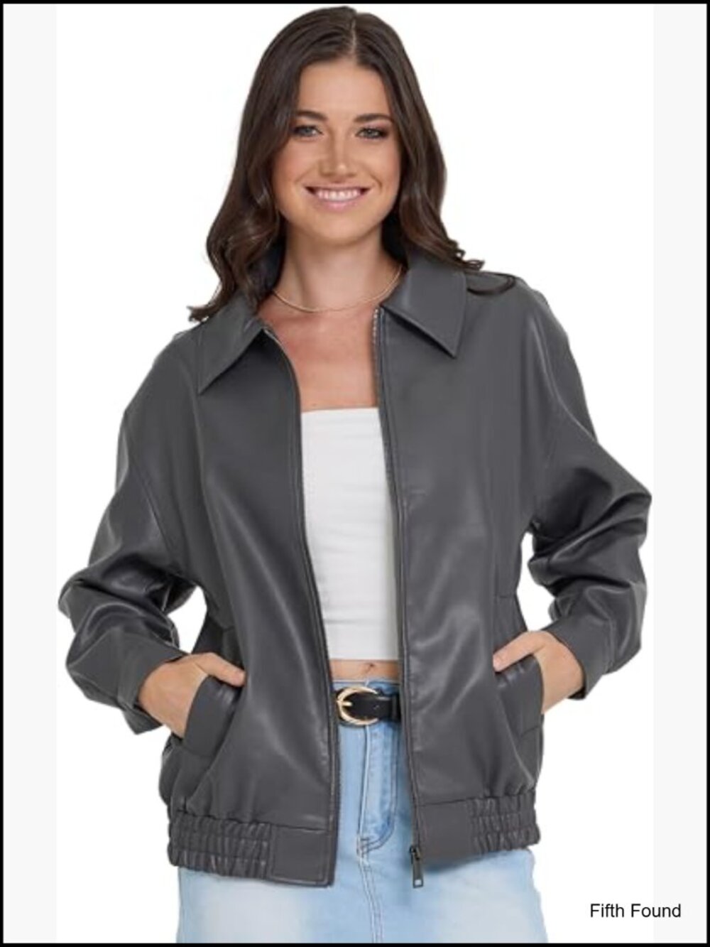Faux Leather Oversized Bomber Jacket Women Plus Size Moto